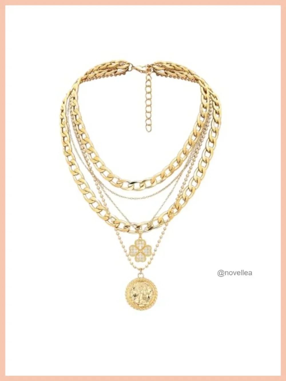 Layered Necklaces for Women Trendy Retro Coin Pendant Chunky Chain Choker Set